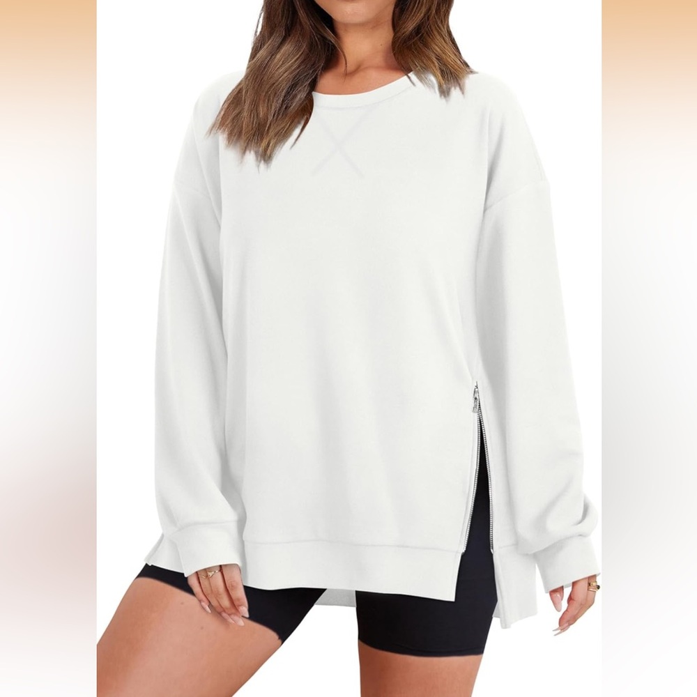 Oversized Sweatshirt with Side Zipper